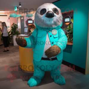 Teal Sloth mascotte kostuum...