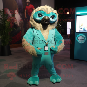 Teal Sloth mascotte kostuum...