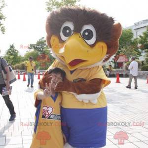 Mascotte gigante dell'uccello marrone e bianco - Redbrokoly.com