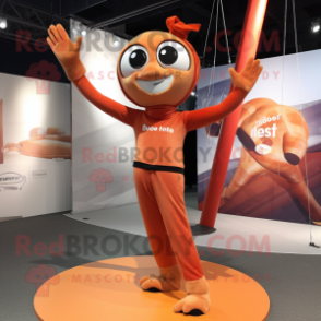 Rust Trapeze Artist mascot costume character dressed with a Yoga Pants and Scarf clips