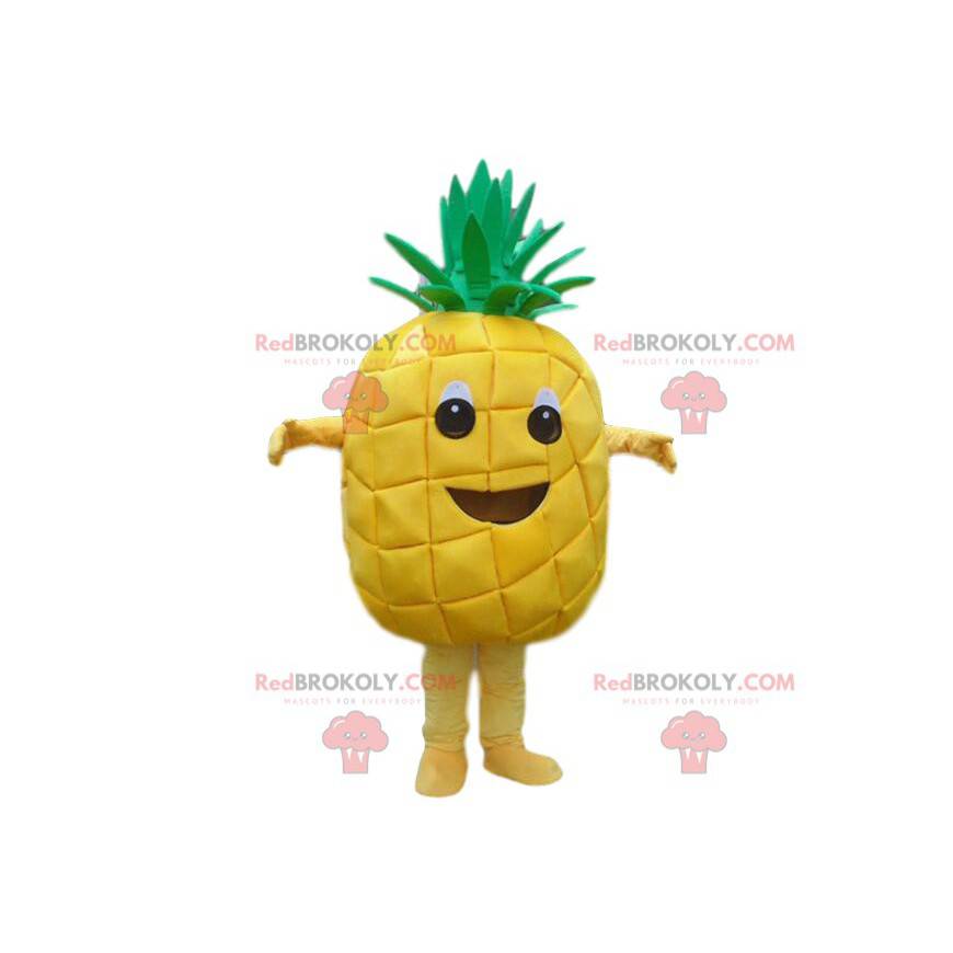Mascotte di ananas giallo gigante, costume da ananas, frutta