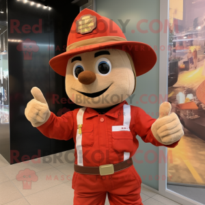 Rust Fire Fighter mascot costume character dressed with a Blouse and Gloves