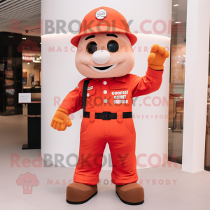 Rust Fire Fighter mascot costume character dressed with a Blouse and Gloves