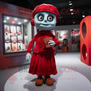 Red Graveyard mascot costume character dressed with a Blouse and Pocket squares