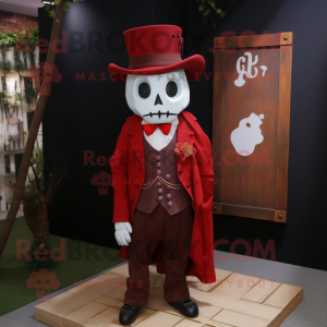 Red Graveyard mascot costume character dressed with a Blouse and Pocket squares