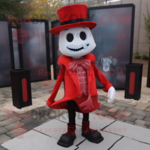 Red Graveyard mascot costume character dressed with a Blouse and Pocket squares