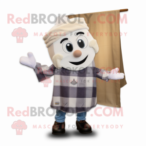 White Lasagna mascot costume character dressed with a Flannel Shirt and Earrings