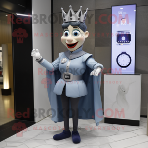 Gray Queen mascot costume character dressed with a Oxford Shirt and Smartwatches