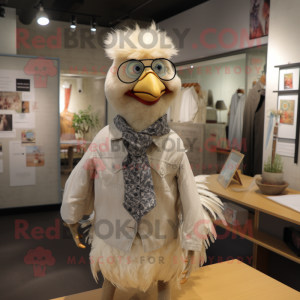 Beige Hens mascotte kostuum...