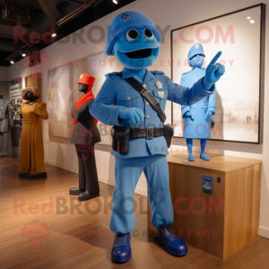 Blue Soldier maskot kostume...