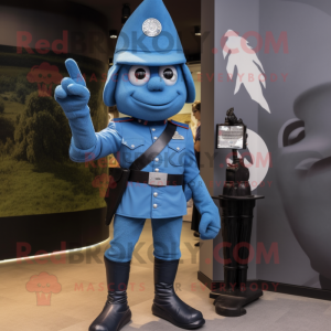 Blue Soldier mascot costume character dressed with a Skinny Jeans and Watches