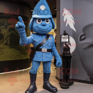 Blue Soldier maskot kostume...