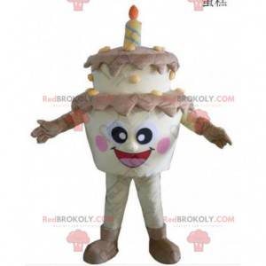 Mascote gigante do bolo de aniversário, fantasia de aniversário