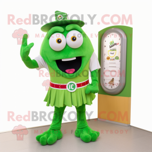 Green Paella mascot costume character dressed with a Shorts and Watches