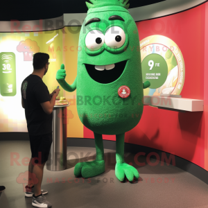Green Paella mascot costume character dressed with a Shorts and Watches