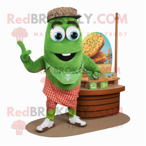 Green Paella mascot costume character dressed with a Shorts and Watches