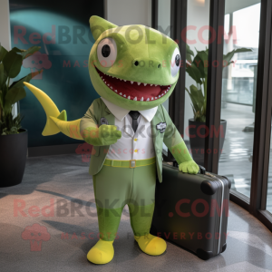 Lime Green Shark mascotte...