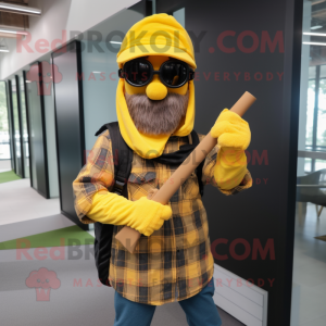 Gul snikskyttermaskot drakt...
