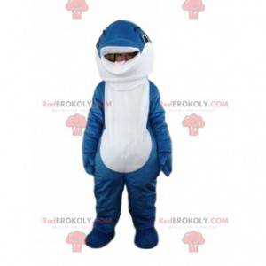 Mascot blue and white dolphin, fully customizable -