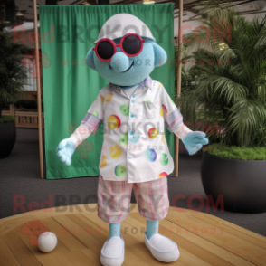 nan Petanque Ball mascot costume character dressed with a Bermuda Shorts and Pocket squares
