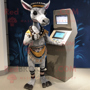 Silver Okapi maskot kostym...