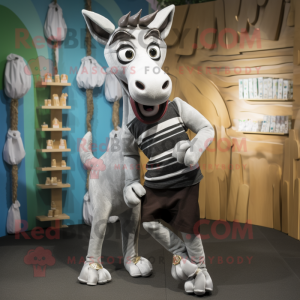 Silver Okapi maskot kostym...