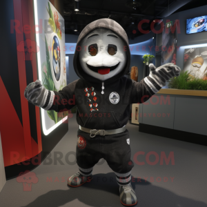 nan Knife Thrower mascot costume character dressed with a Hoodie and Rings