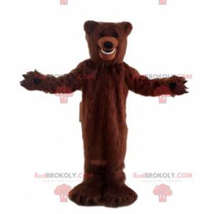 Mascote grande urso marrom peludo, fantasia de urso -