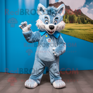 Sky Blue Say Wolf mascotte...