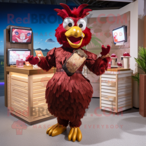 Maroon Rooster maskot drakt...