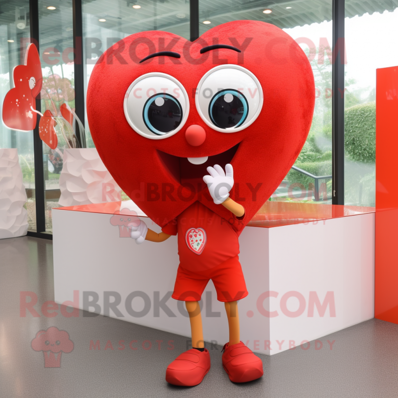 Red Heart mascot costume character dressed with a Shorts and Anklets Red Heart mascot costume character dressed with a Shorts and Anklets