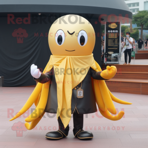 Gold Squid maskot kostym...