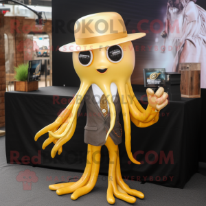 Gold Squid maskot kostym...