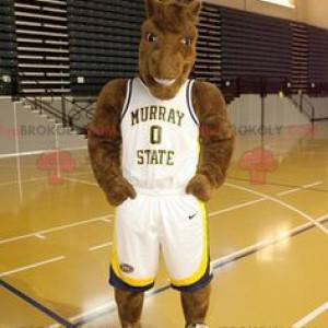 Brown horse mascot in sportswear - Redbrokoly.com