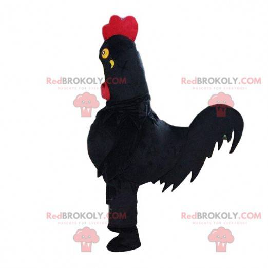 Mascotte de grand coq noir, costume de basse cour -