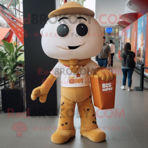 Rust Pop Corn mascot costume character dressed with a Shorts and Briefcases