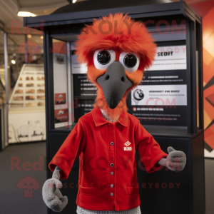 Rød Emu maskot drakt figur...