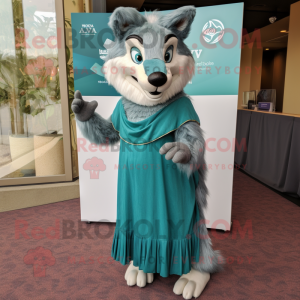 Teal Say Wolf maskot drakt...