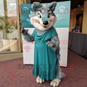 Teal Say Wolf maskotdräkt...