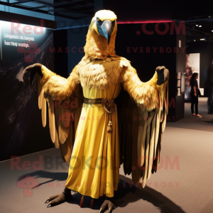 Gold Vulture maskot kostume...