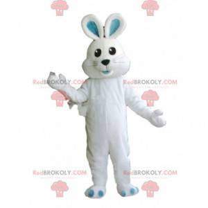 Mascote coelho branco, totalmente personalizável -