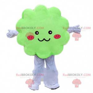 Green cloud mascot, green costume, tree disguise -