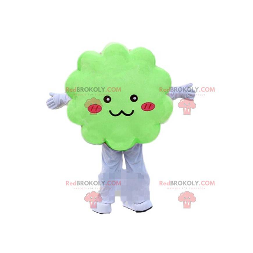 Green cloud mascot, green costume, tree disguise -