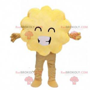 Mascot nube amarilla, traje amarillo, arbusto amarillo -