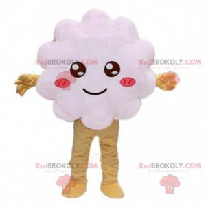 Mascot nube blanca, traje blanco, arbusto blanco -