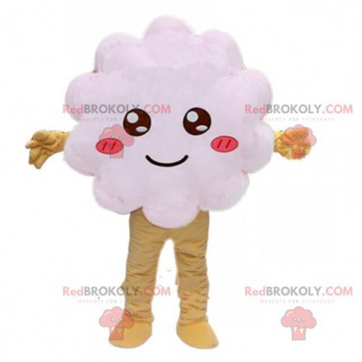 Mascotte de nuage blanc, costume blanc, arbuste blanc -