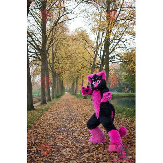Pink og sort kat maskot - Redbrokoly.com