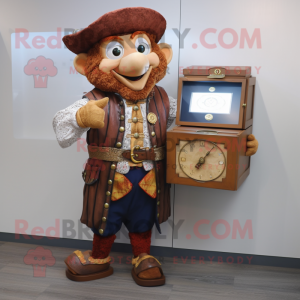 nan Treasure Chest mascot costume character dressed with a Waistcoat and Digital watches