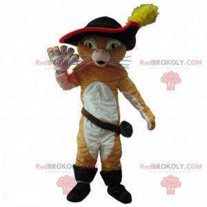 Mascotte du chat botté, célèbre chat rusé, costume de chevalier