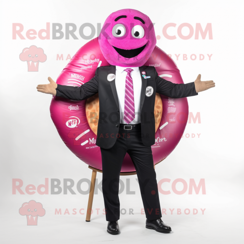 Magenta Bagels mascot costume character dressed with a Suit Jacket and Ties Magenta Bagels mascot costume character dressed with a Suit Jacket and Ties